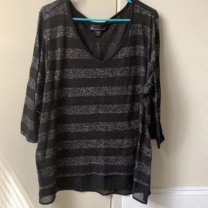Lane Bryant- Black Sparkle Shirt w/ Chiffon Bottom